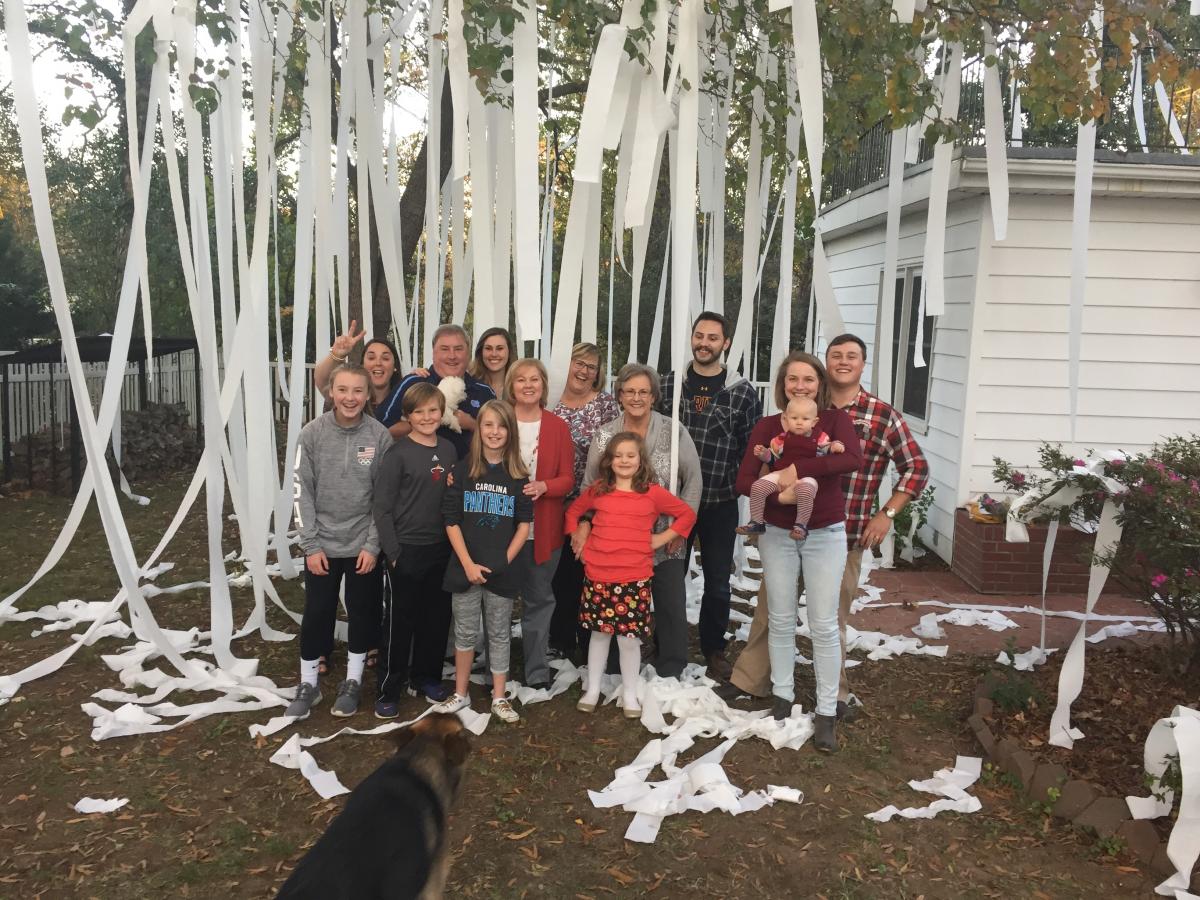 The Boudolf family tradition of TPing their yard