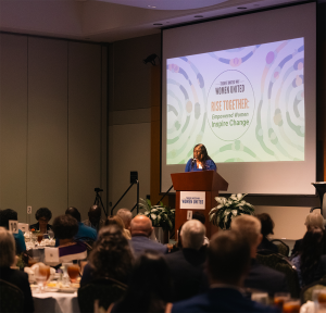 Brianna Johnson speaking onstage