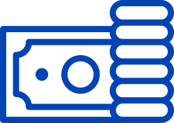 a graphic outline of a dollar bill and stack of coins