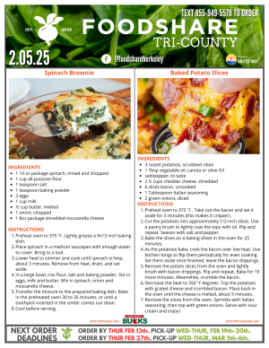 Image of a FoodShare Tri-County Recipe Card