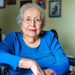 elderly woman sitting in a wheelchair